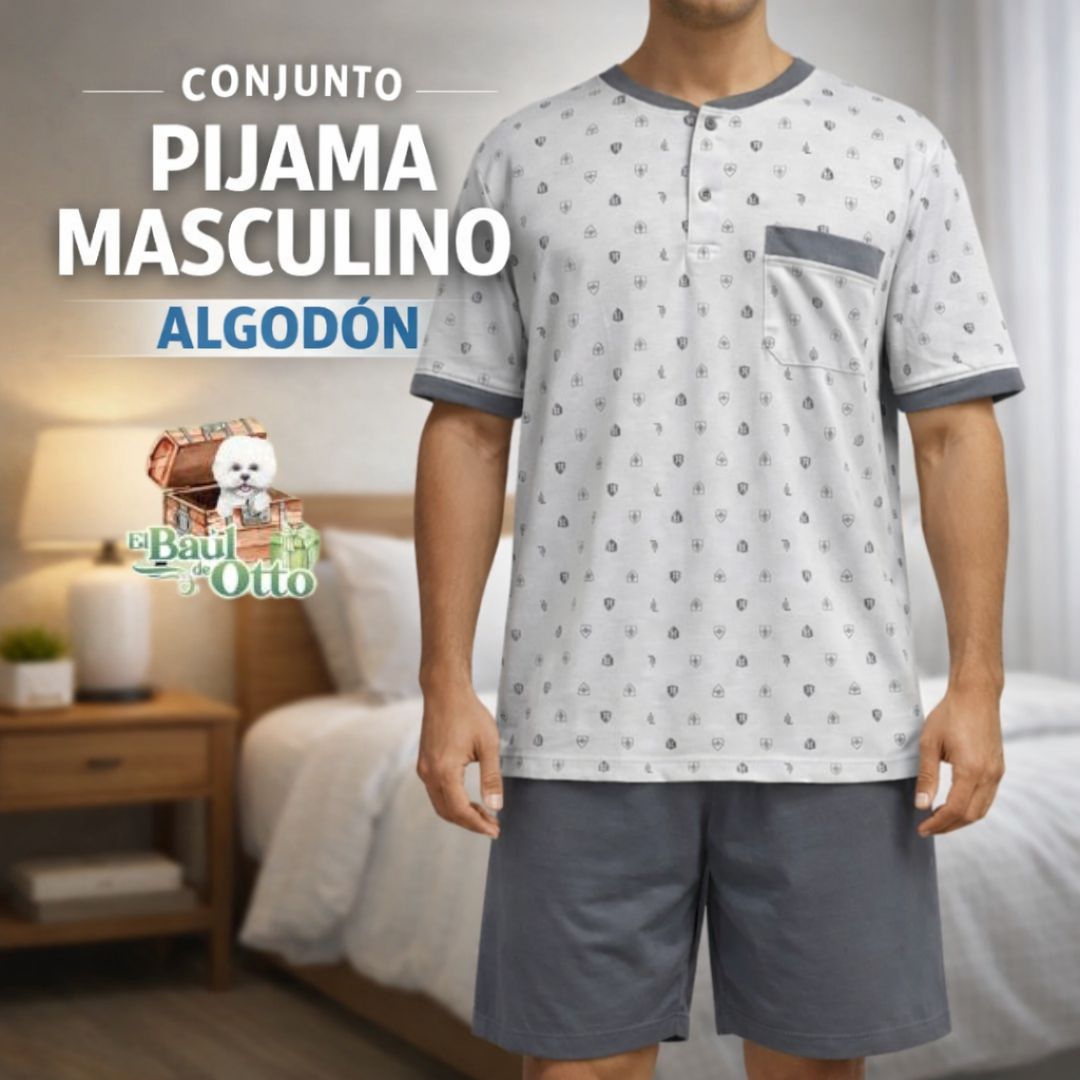 Pijama de algodón short + polo Hombre talla m/l
