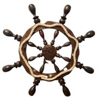 Timón de Barco Decorativo de Madera con cuerda – 1 Metro, Tallado a Mano