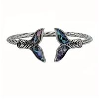 Pulsera brazalete ajustable plateada cola de sirena para mujer