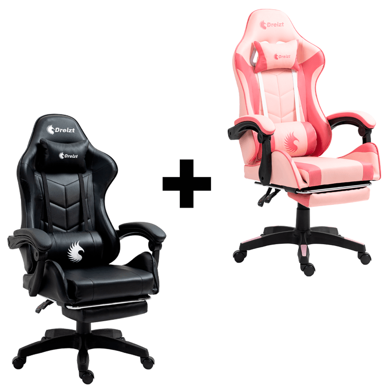 Combo Silla gamer Dreizt Shine Series Negro + Silla gamer Dreizt Shine Series rosado caramelo