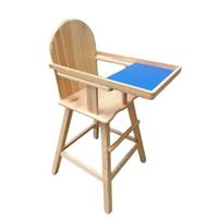 Silla de bebe comer en madera con bandeja Azul
