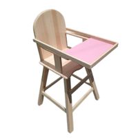 Silla de bebe para comer en madera con bandeja Rosa