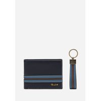 SET BILLETERA CUERO STRIPE KEY