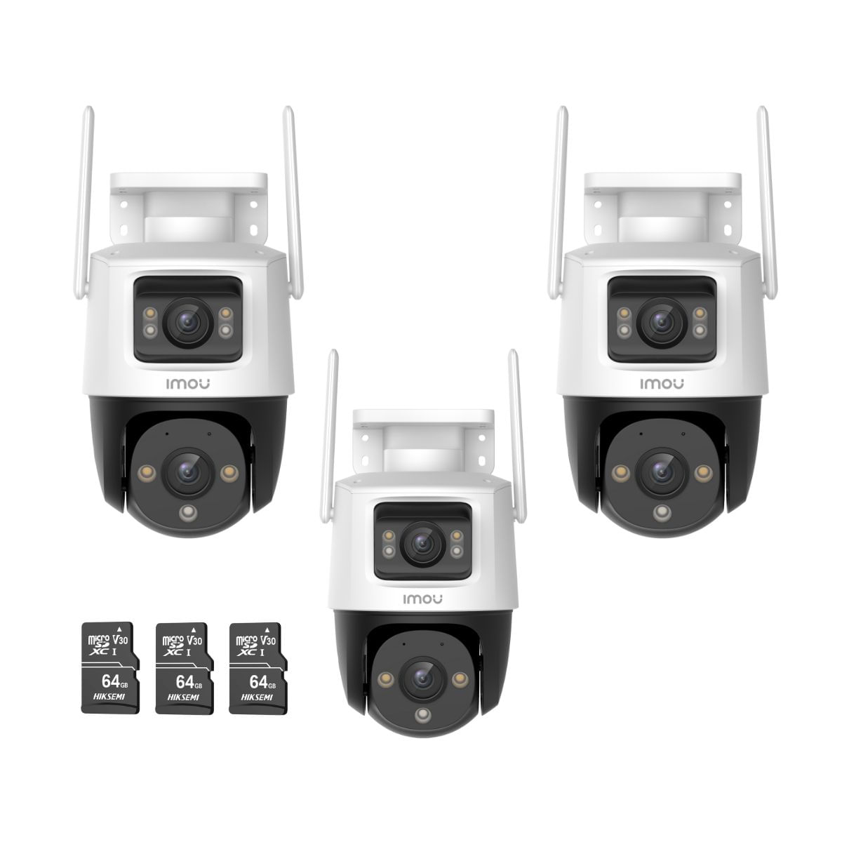 Kit de 3 Cámara seguridad IMOU Crusier Dual 3MP + 5MP + Micro SD 64GB 360° Externa Full color