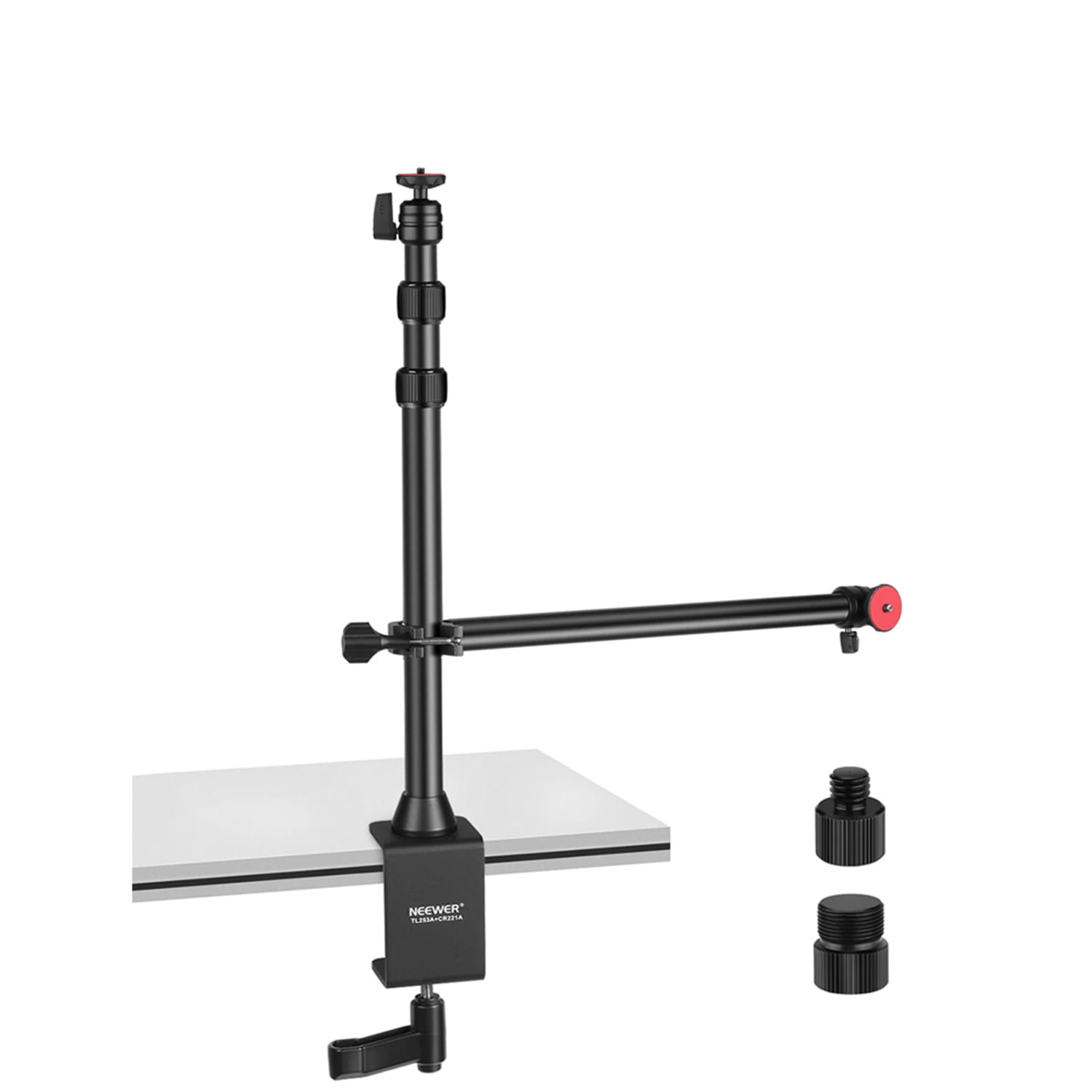 Soporte de mesa con brazo flexible Neewer TL253A+CR221A para cámaras y luces