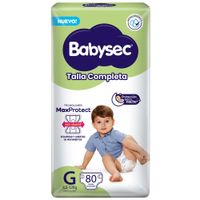 Pañales para Bebé BABYSEC Talla Completa G Paquete 80un