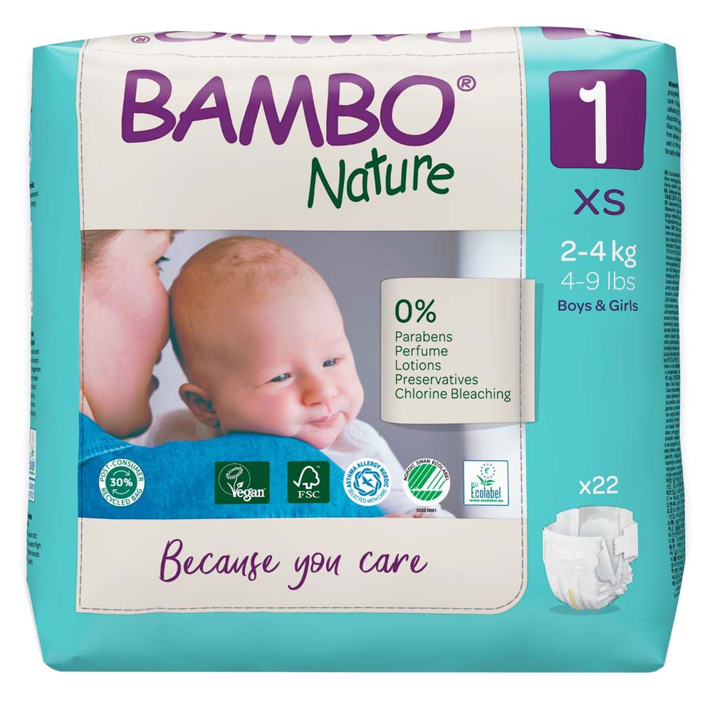 Pañales para Bebé BAMBO NATURE Talla 1 RN Paquete 22un