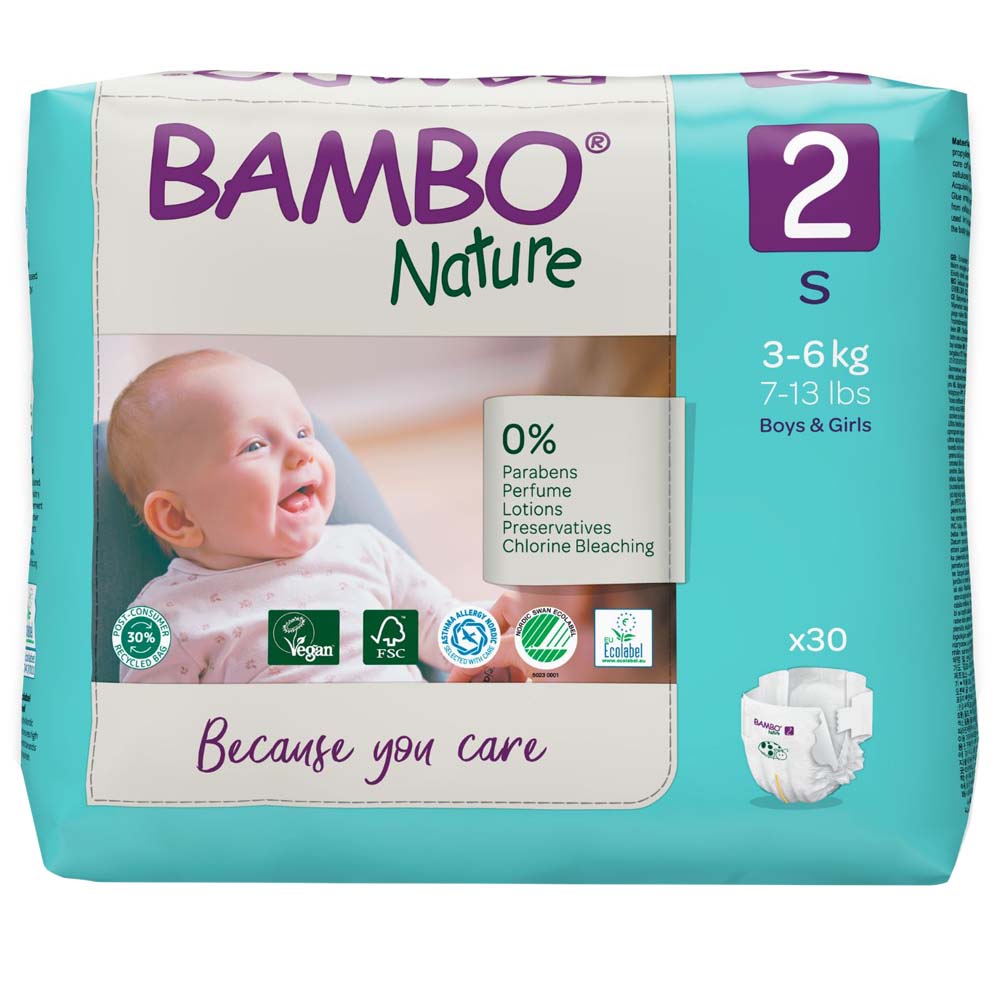 Pañales para Bebé BAMBO NATURE Talla 2 P Paquete 30un