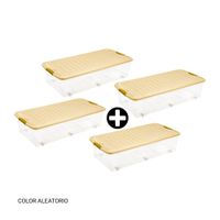 COMBO 4 Cajas Organizadoras Plástico Transparente Suprema Movil #120 Reyplast 48L