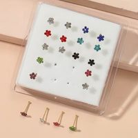 Set x 2 piercings de flor para nariz punto recto nostril colores al azar