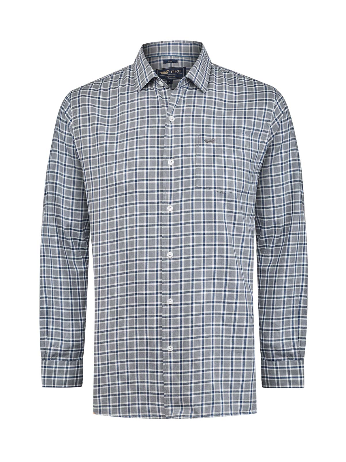 Camisa M/L Algodón/Lana Para Hombre Wool Azul Rockford