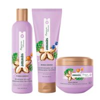 Pack AMARÁS Magia Andina: Shampoo Frasco 400ml + Acondicionador Frasco 260ml + Tratamiento Capilar Frasco 300ml