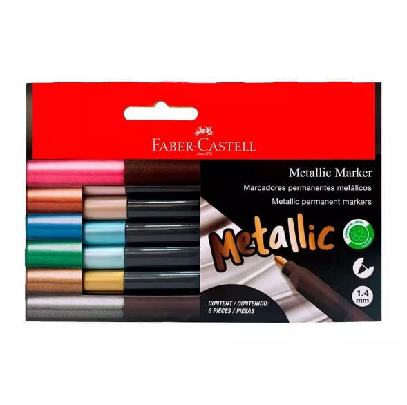 Plumones Permanente Metalicos Faber Castell x6 color