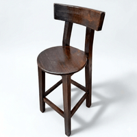 Silla bar alta de madera Pino caoba