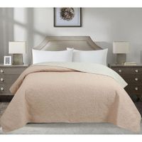 Cubrecama Pv26 Ultrasonic Solido Beige Rosa 2 Plazas