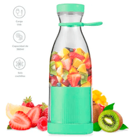 Botella Licuadora Portátil Recargable USB Verde 420 ml
