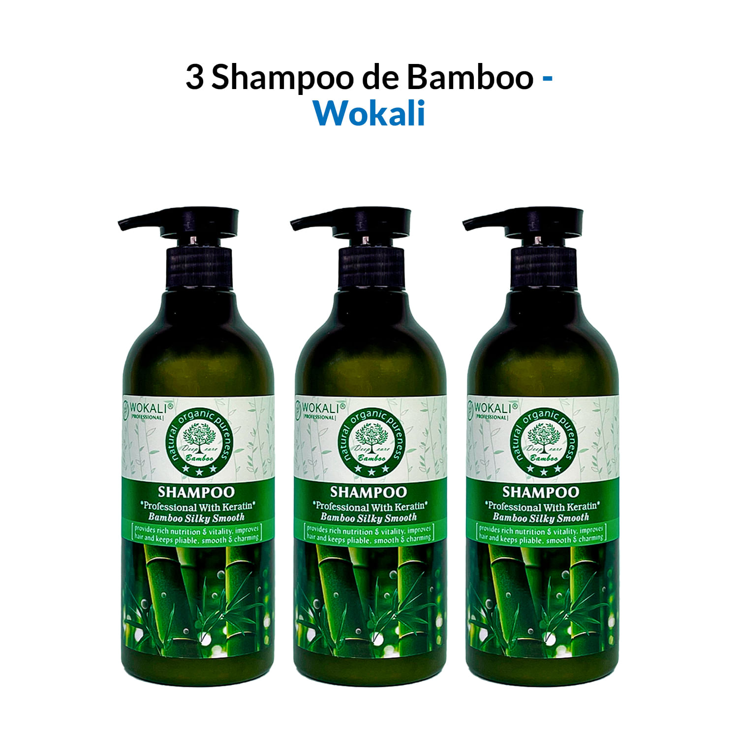 3 Shampoo de Bamboo 550ml - Wokali