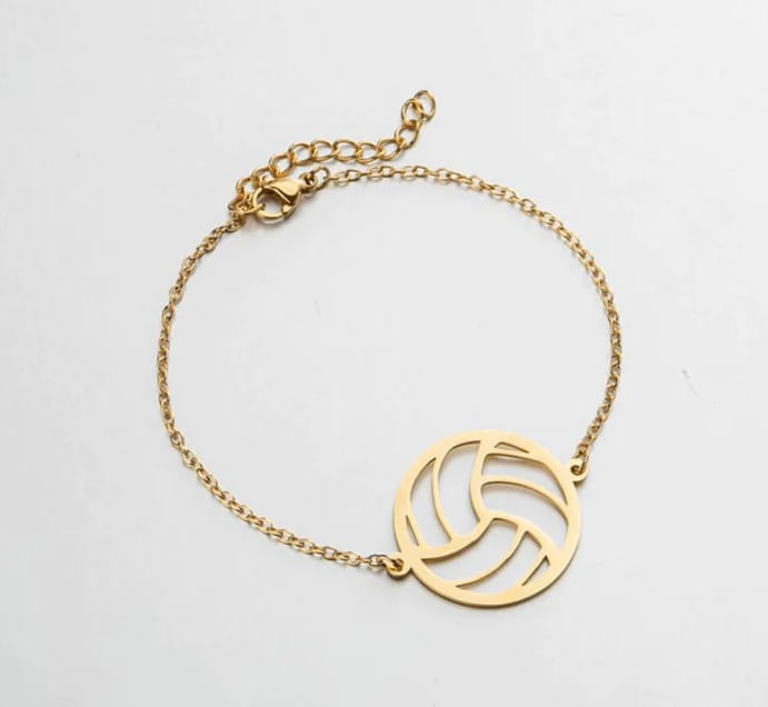 Pulsera pelota de voley dorada