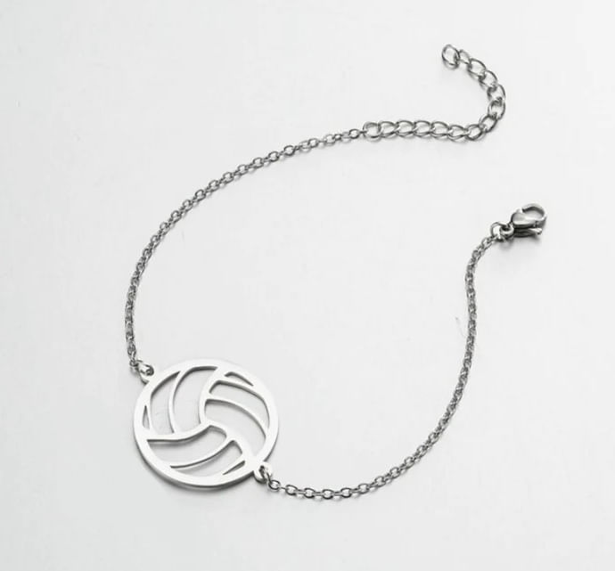 Pulsera pelota de voley plateada