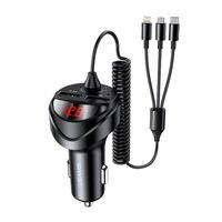 Cargador Auto Dual 3.4A USAMS + Cable Resorte 3 en 1 Negro