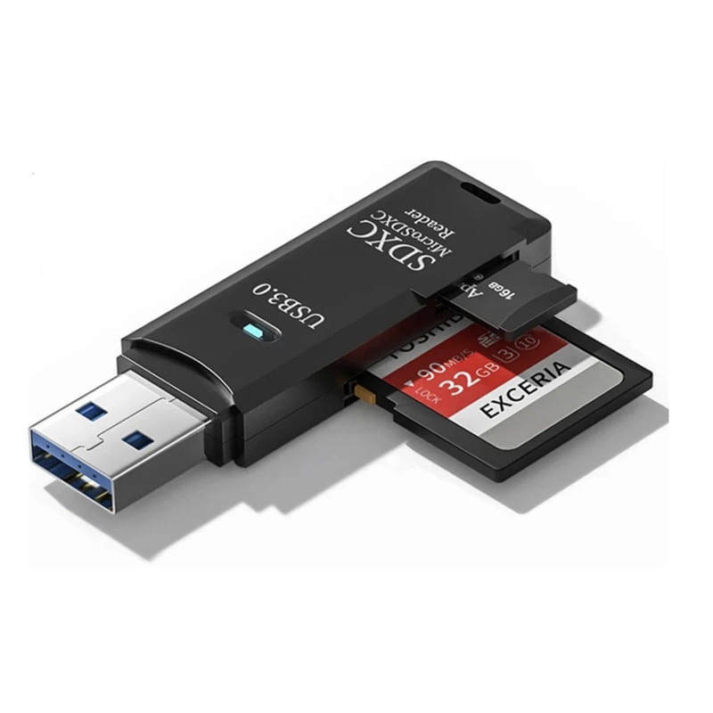 Lector Adaptador de Tarjetas USB 3.0 2 en 1 MicroSD TF Alta Velocidad