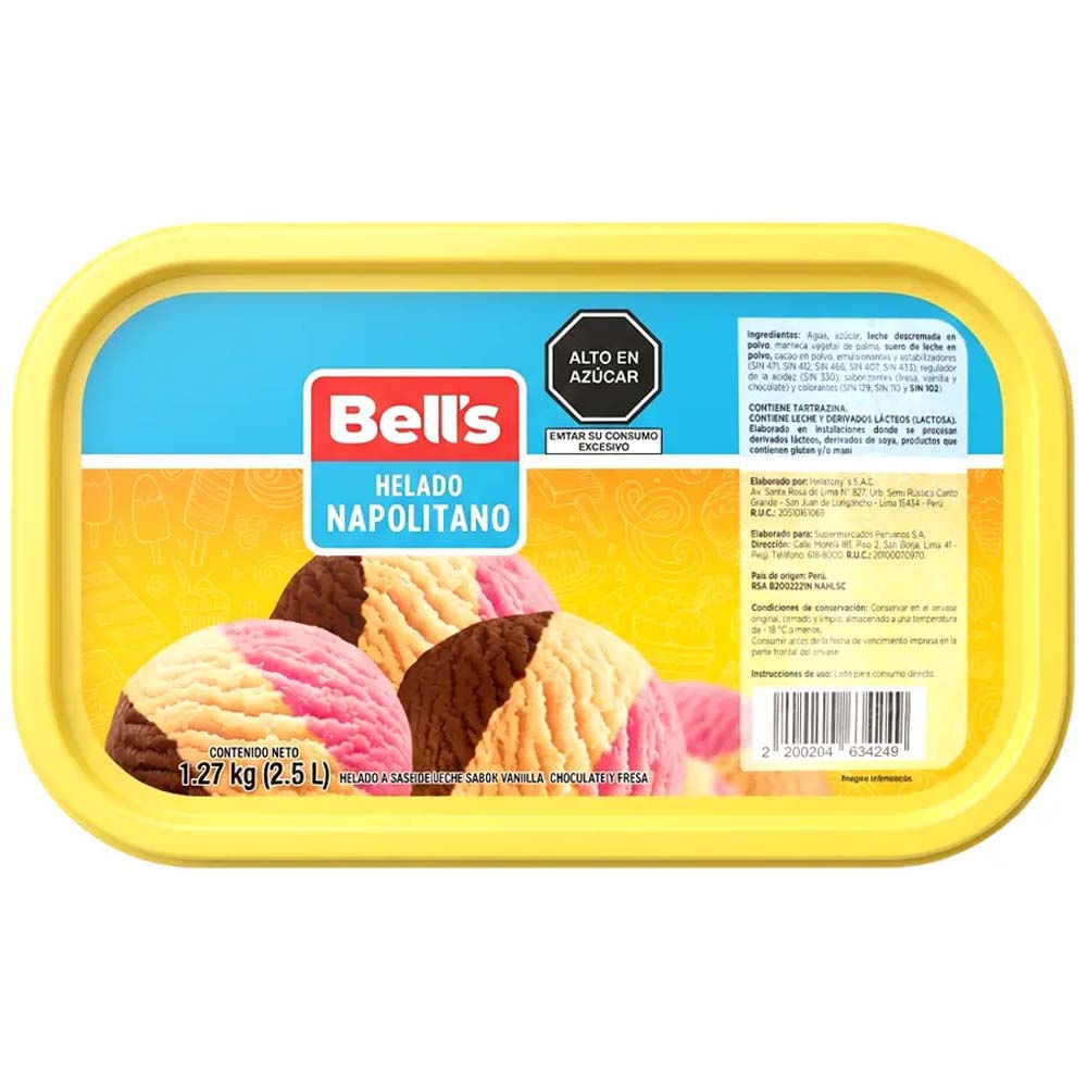 Helado BELL'S Napolitano Pote 1.27Kg