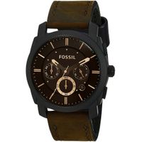 Reloj Fossil Machine FS4656 Fecha Cronómetro Correa de Cuero Marrón Negro