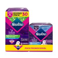 Toallas Higiénicas NOSOTRAS Buenas Noches Paquete 30un + Invisibles Paquete 10un