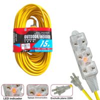 Extensión eléctrica cable vulcanizado de 3 tomas 15M