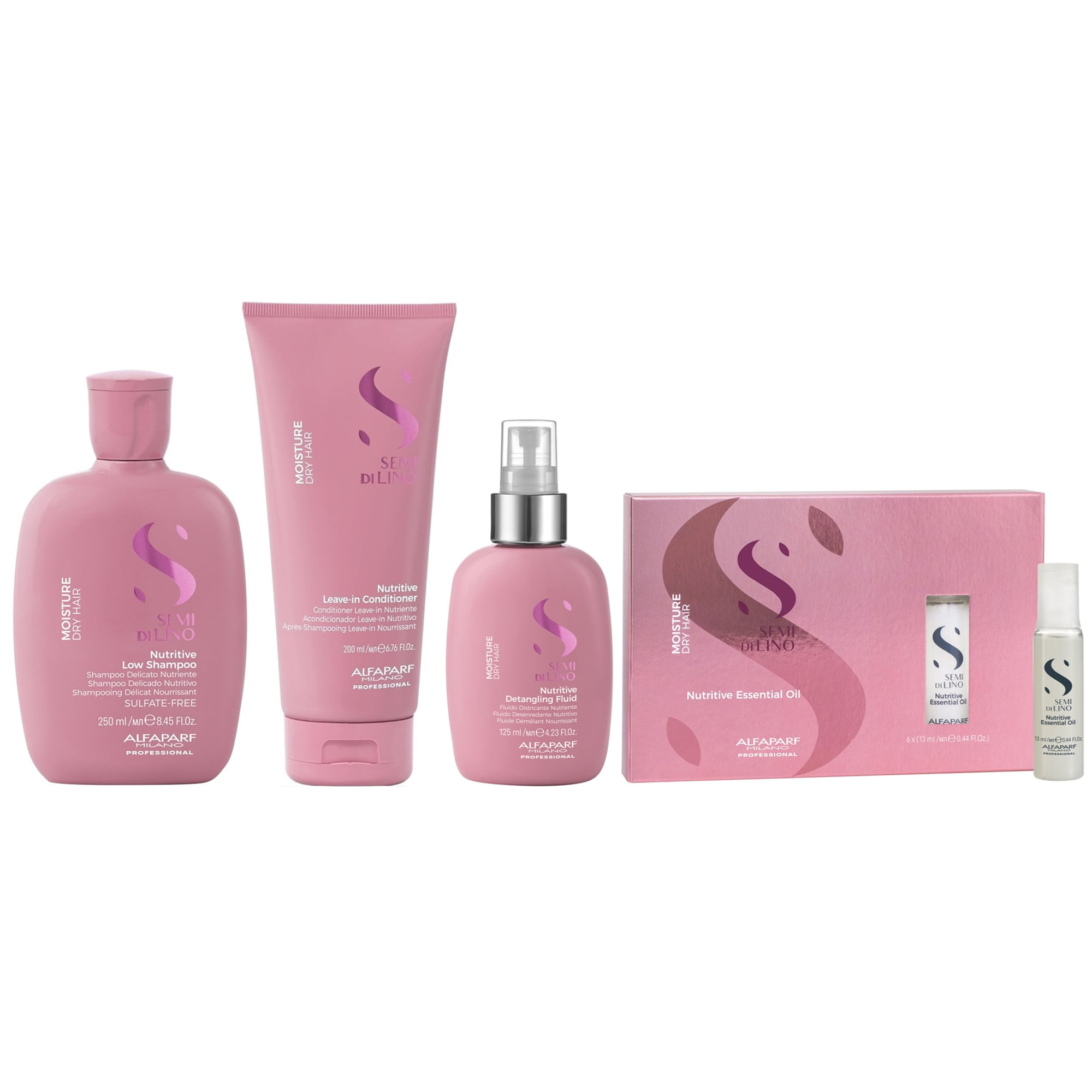Shampoo 250ml + Acondicionador + Spray + Ampollas Alfaparf Moisture