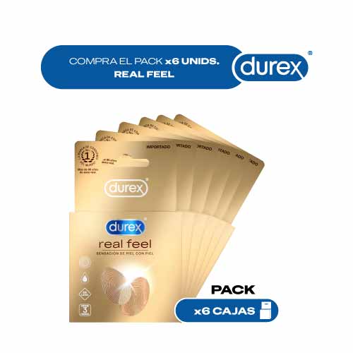 Pack x6 cajas Durex Real Feel x 3unid