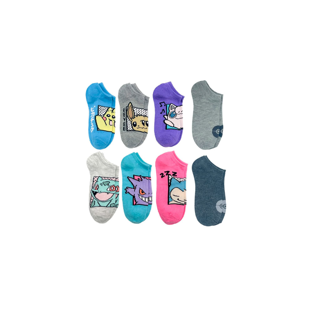 Pokemon 8 Pares De Medias Color Pastel Talla S Niños