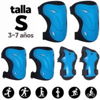 Kit Protección Celeste Talla S para Patines Skate Scooter incluye Rodilleras Coderas Muñequeras