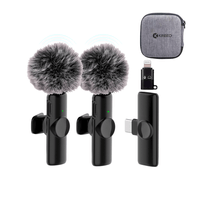 Micrófono Solapero Inalámbrico DUAL Tipo C con filtro antiviento K11 y adaptador para iphone