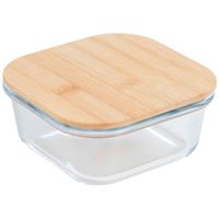 Táper de Vidrio Cuadrado DECO HOME con Tapa Bambú 600ml