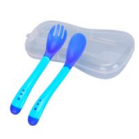 Pack Cubiertos Sensorial De Silicona Para Bebe Baby Froggie Azul