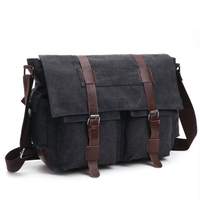 Maletin Vintage Oscuro Bolso Hombre Portalaptop 16pg 39x30x13 Lona Importado