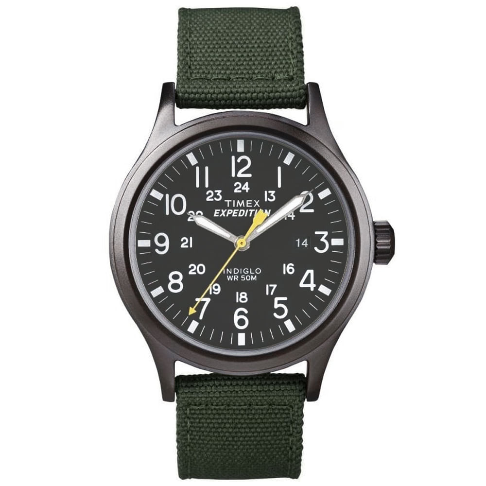 Reloj Timex Expedition Scout T49961 Luz Indiglo Fecha Correa de Nylon Verde