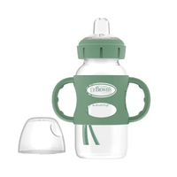 Biberón de Transicion con Asas Boca Ancha 9oz/270ml -  verde