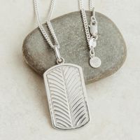 Colección M - Collar Placa Pluma Silver