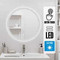 Espejo LED Naranja Redondo 59x59cm 4mm Luz Posterior Blanca