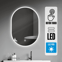 Espejo LED Naranja Oval 49x70cm 4mm Luz en Marco Blanca