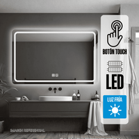 Espejo LED Naranja Horizontal 110x70cm 4mm + Antiempaño Luz Blanca