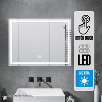 Espejo LED Naranja Horizontal 80x60cm 4mm Luz en Marco Blanca