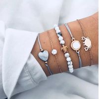 Set x 5 pulseras para mujer corazón tortuga cangrejo