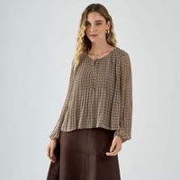 Blusa Mujer Pleats Malabar Manga Larga