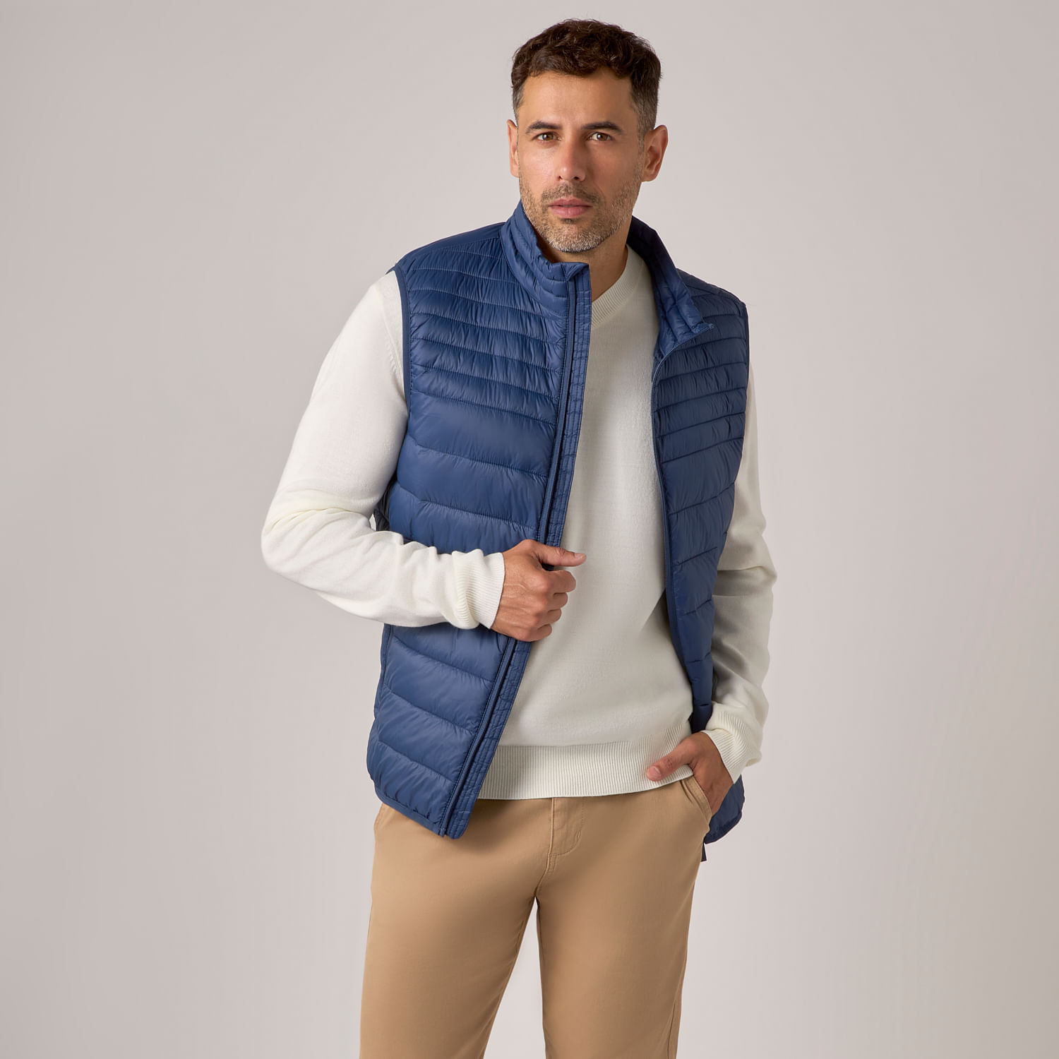 Chaleco Hombre Plumas Rayas Madison