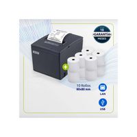 Impresora ticketera térmica ticket 80mm USB LAN + 10 rollos 80x80mm