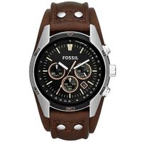 Reloj Fossil Coachman CH2891 Fecha Cronometro Correa De Cuero Marrón Dial Negro