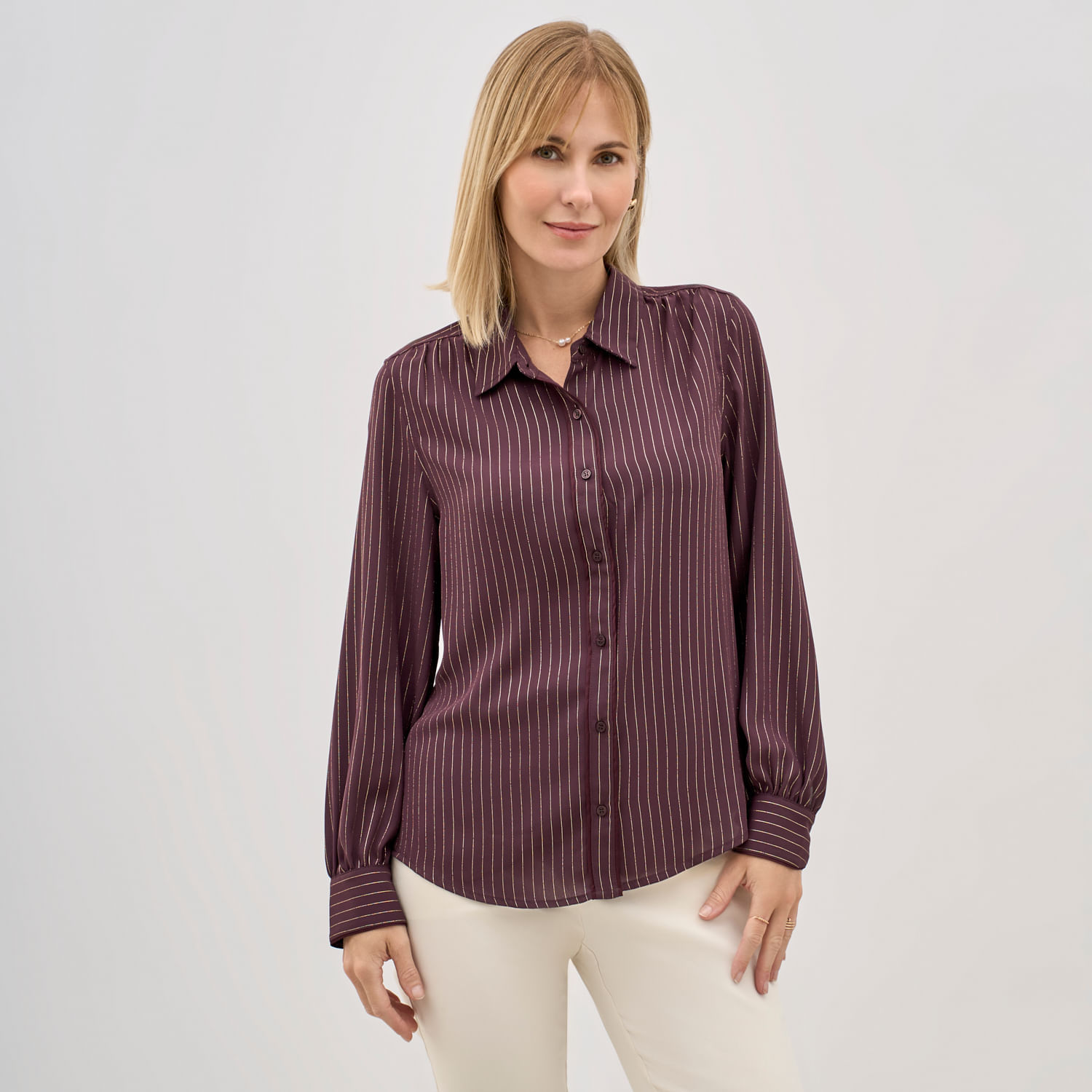 Blusa Mujer Lurex Zafin Manga Larga